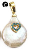 WT-MP126 Natural Freshwater White Pearl With Heart & Cross Charm CZ Pave Pearl Necklace Pendant