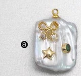 WT-MP136 natural freshwater pearl Pendant with gold drop shape Pendant Necklace