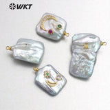 WT-MP136 natural freshwater pearl Pendant with gold drop shape Pendant Necklace