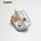 WT-MP136 natural freshwater pearl Pendant with gold drop shape Pendant Necklace