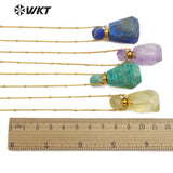 WT-N1162 WKT!!! amethysta rose crystal perfume bottle shape with gold chain Necklace