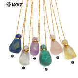 WT-N1162 WKT!!! amethysta rose crystal perfume bottle shape with gold chain Necklace