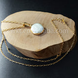 Charming necklace Natural freshwater pearl raw round pearl with 24k gold trim