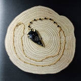 WT-N676 22.5inch beads gold chain necklace natural black obsidian arrowhead design