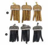 WT-NP380 Deep Sea Old Coral With Rhinestone Pave Pendant