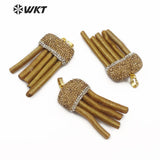 WT-NP380 Deep Sea Old Coral With Rhinestone Pave Pendant