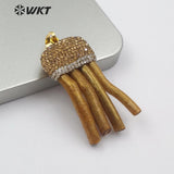 WT-NP380 Deep Sea Old Coral With Rhinestone Pave Pendant