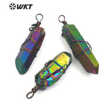 WT-P1433 Titanium Crystal Quartz With Brass Wire Dainty Pendant