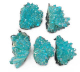 WT-P1446 Aqua Aura Quartz Raw Blue Color Quartz With Gun Black Plated Necklace Pendant