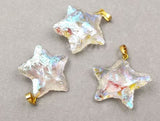 WT-P1461 Natural raw crystal quartz stars shape with gold Pendant