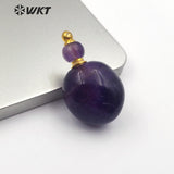 WT-P1464 natural stone with gold classic gourd shape Pendant
