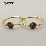 WT-RB022 WKT Round Shape Rhinestone Pave Charming Bangle Bracelet