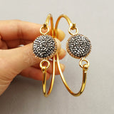 WT-RB022 WKT Round Shape Rhinestone Pave Charming Bangle Bracelet
