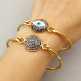 WT-RB022 WKT Round Shape Rhinestone Pave Charming Bangle Bracelet