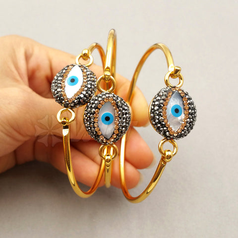 WT-RB024 WKT Elegant Evil Eye Shape Rhinestone Pave Bracelet