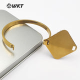 WT-RB034 WKT Cowrie Shell Bangle With Gold Color Plated Shell With Full Rhinestone Paved Evil Eye
