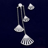 White Gold Color Cubic Zirconia Asymmetric Leaves Stud Earrings HBE0002