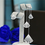 White Gold Color Cubic Zirconia Asymmetric Leaves Stud Earrings HBE0002