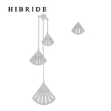 White Gold Color Cubic Zirconia Asymmetric Leaves Stud Earrings HBE0002