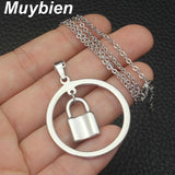 Stainless Steel Silver Lock color Pendant Earrings Jewelry Sets SEUJBJAI