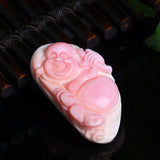 Pink Natural Shell Pendants Carved Laughing Buddha Pendant Necklace