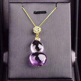 925 Silver Purple Gourd Natural Crystal Chain Necklace