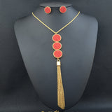 Stainless Steel Vintage 45 CM Chain Necklace With Long Pendant And Earrings Sets SEDLBQDF