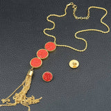 Stainless Steel Vintage 45 CM Chain Necklace With Long Pendant And Earrings Sets SEDLBQDF