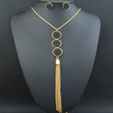 Stainless Steel Vintage 45 CM Chain Necklace With Long Pendant And Earrings Sets SEDLBQDF