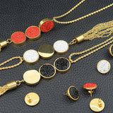 Stainless Steel Vintage 45 CM Chain Necklace With Long Pendant And Earrings Sets SEDLBQDF