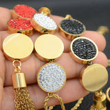 Stainless Steel Vintage 45 CM Chain Necklace With Long Pendant And Earrings Sets SEDLBQDF