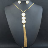 Stainless Steel Vintage 45 CM Chain Necklace With Long Pendant And Earrings Sets SEDLBQDF
