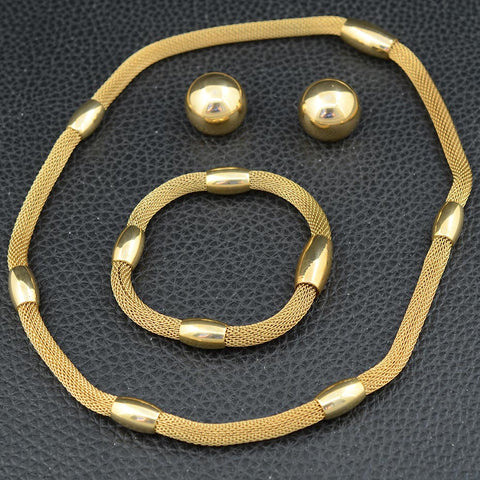 Stainless Steel Vintage Jewelry Magnet Lock Silver And Gold Color Bracelet Necklace Earrings Sets SEDLBCCI