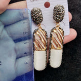 Stone Statement OL Style Long Drop Earrings 5Pairs