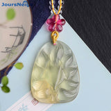 Yellow Natural Crystal Pendants Carved Nine Tail Fox Pendant Sweater Chain Necklace