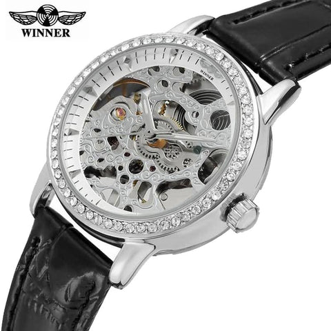 Automatic Diamond Silver Mechanical Watch