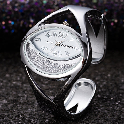 Luxury Fashion Silver Bangle Wristwatch