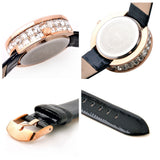 GUOU Luxury Genuine Leather Strap Full Crystal Diamond Quartz Wristwatch