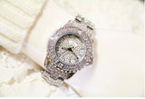 Diamond Stone Stainless Steel Band Bracelet Wristwatch