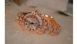 Diamond Stone Stainless Steel Band Bracelet Wristwatch