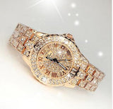 Diamond Stone Stainless Steel Band Bracelet Wristwatch