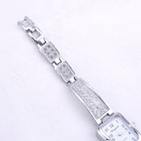 Gold + Silver Quartz Rectangle Dial Carved Pattern Bracelet Casual Wrist Watch