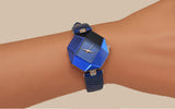 Gem Cut Geometry Crystal Leather Quartz Wristwatch