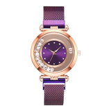 Steel Mesh Exquisite Quicksand Design Small Dial Rhinestone Quartz Wristwatch