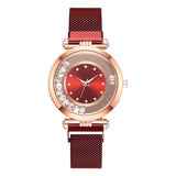 Steel Mesh Exquisite Quicksand Design Small Dial Rhinestone Quartz Wristwatch