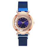 Steel Mesh Exquisite Quicksand Design Small Dial Rhinestone Quartz Wristwatch