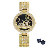 Black Leopard Diamond Wrist Watch