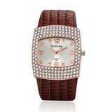 Crystal Pu Leather Watch Quartz Gogoey Wristwatch