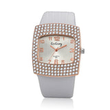 Crystal Pu Leather Watch Quartz Gogoey Wristwatch