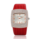 Crystal Pu Leather Watch Quartz Gogoey Wristwatch